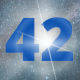 Image avec nombre "42"sur fond d'espace étoilé