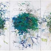Triptyque de Joan Mitchell représentant trois taches vertes