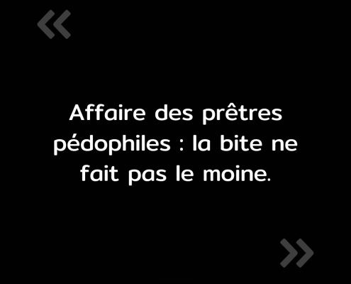 Texte de l'image : "Affaire des prêtres pédophiles : la bite ne fait pas le moine."