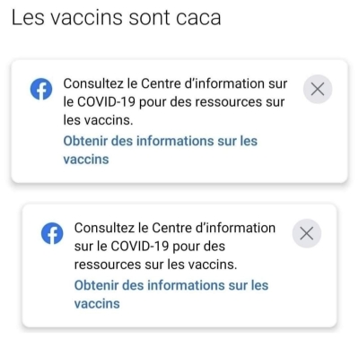 Capture d'écran du message