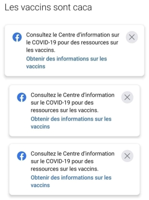 Capture d'écran du message