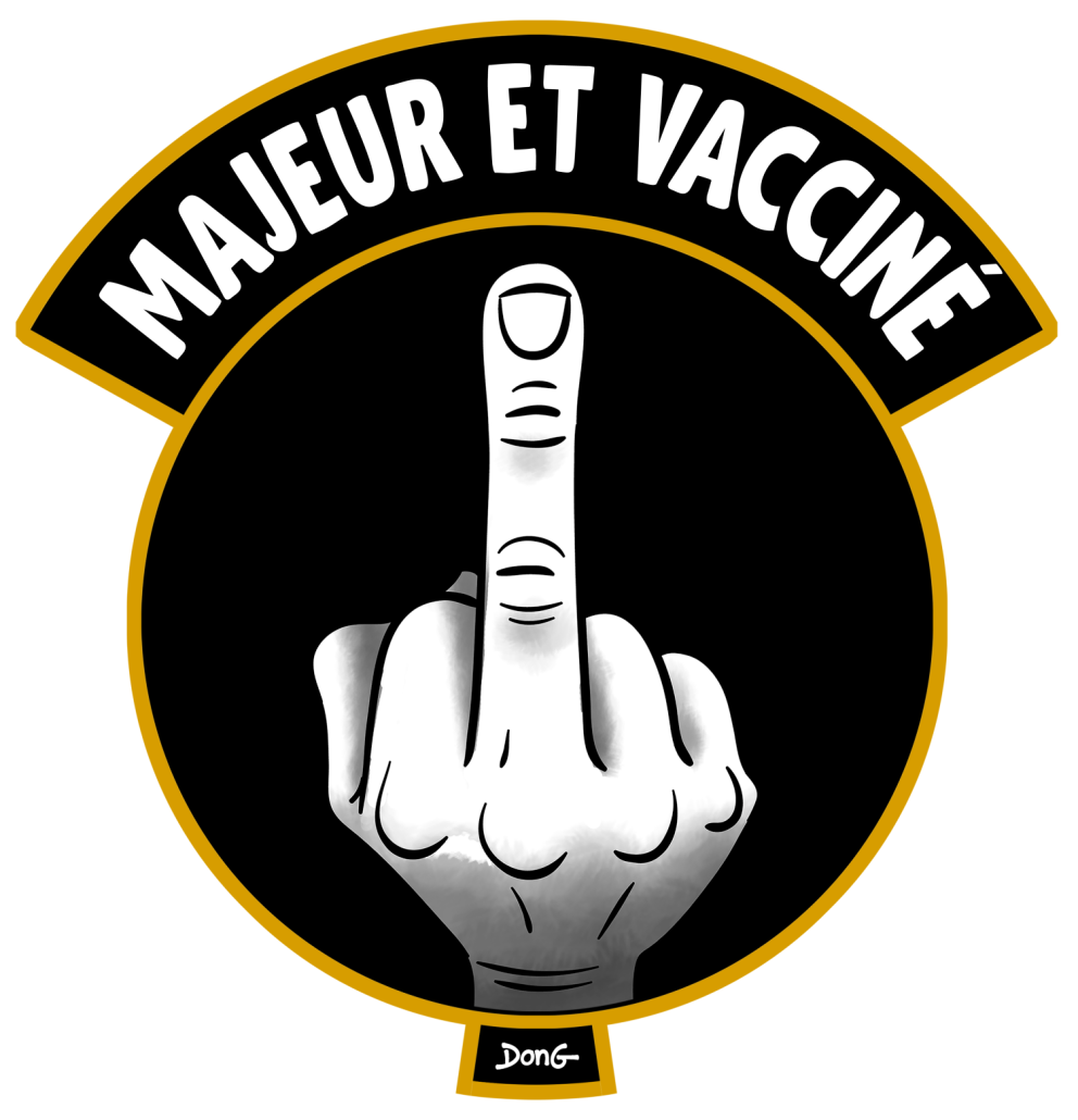 Dessin d'une main faisant un doigt d'honneur. Titre : 